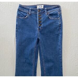 We The Free People Exposed Button Fly Flare Leg Stretch Jeans. Women's 27, GUC!!